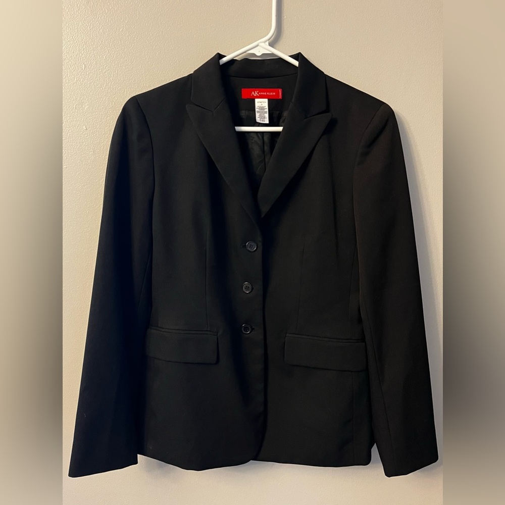 🖤 Anne Klein Elements Blazer Jacket Suit Size 4P Classic Black Women's Tailored
